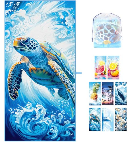ZIOSINM Strandtuch 180 * 90cm Strandhandtuch Mikrofaser Badetuch Groß, Mikrofaser Strandhandtücher Handtuch Beach Towel XXL für Schwimmen, Strand, Reisen, Sandabweisend (Meeresschildkröte)