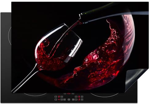 KitchenYeah© Protege Couvre Plaque De Cuisson Décoration Cuisine Tapis Protection Protecteur Induction 77x51 cm Vin - Rouge - Verre - Noir
