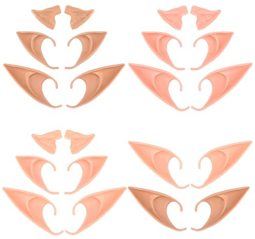 YiliYa 11 Paar Weiche Elfenohren,Latex Elfenohren für Erwachsene | Elfenohren für Elfen-Cosplay Halloween Karneval Partydekorationen Zubehör 3 Größen