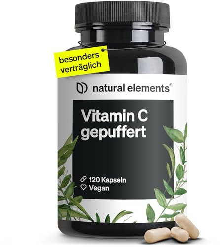 Vitamina C tamponata 500mg – 120 capsule vegane – altamente digeribile, a pH neutro, senza acidi – ottenuta dalla fermentazione di mais privo di OGM – prodotta e testata in laboratorio in Germania