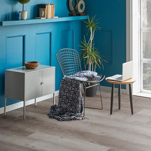 Harbour Grey Self Adhesive Flooring Plank with Wood Effect | LVT Flooring | Peel and Stick Floor Tiles | Self Adhesive Vinyl Flooring | 2.0mm 36pcs Waterproof 5m² for Bedroom & Office Floor Plank