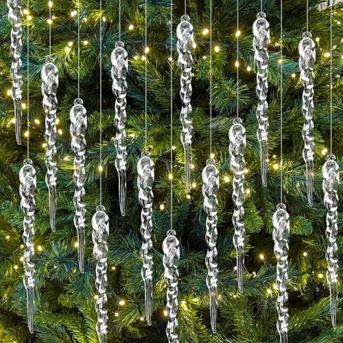 24 Stück Eiszapfen Deko Eiszapfen Weihnachtsbaum Zapfen Deko Weihnachten Eiszapfen Anhänger Christbaumschmuck Kristall Eiszapfen Deko Acryl Eiszapfen Schneeflocke Für Weihnachtsbaum Dekorationen