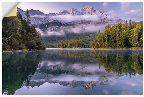 ARTland Wanddeko Wandtattoo selbstklebende Vinylfolie Natur Idyll See Eibsee Alpen Berge Zugspitze Sommer Bayern U5HX