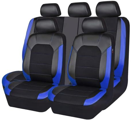 BQKCD Auto Coprisedile per Fiat Punto Evo 2010-2012, Pelle Anteriori e Posteriori Set Coprisedile Coprisedile Impermeabile Protezione Sedile Accessori,D/Blue