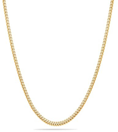 Kritz Chaîne Cubaine 3MM plaqué Or en Acier inoxydable - Collier Chaines Maille Gourmette Americaine Femme et Homme Taille 40 45 50 55 Cm - Bijoux Collier Cadeau (45 Cm)