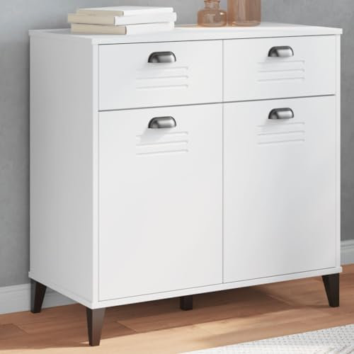 Juroupi Sideboard Wohnzimmerschrank Sideboard Wohnzimmer Flur Schrank VIKEN Weiß 80x40x80 cm Massivholz Kiefer - 374935