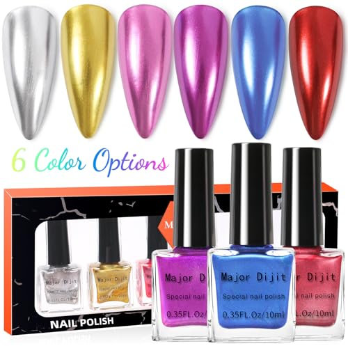 DouborQ 6 Color Nail Polish Sets Metallic Nail Varnishes for French Pedicure Manicure Art Women Gift Sets (25-30)