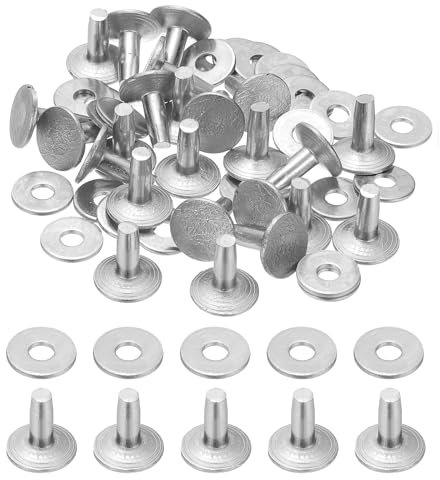 PATIKIL 12x4x10mm Leather Rivets and Burrs, 100 Sets Leather Rivets and Washers Aluminum Fastener Metal Studs Posts for Leather Craft, Belts, Wallets, Collars, DIY Crafts