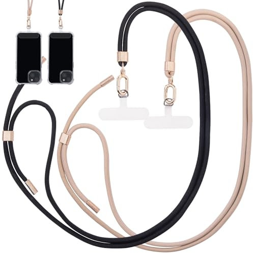 2 cordons tour de cou pour smartphone - coloris or & noir/métal doré [St. Leonhard]