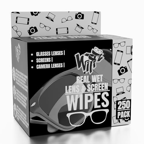 WiPPZ® Lens & Screens Wipes - Pack Individually Wrapped Biodegradable, Eco-Friendly, Cleaning for Glasses, Sunglasses, Laptop Screens and Camera Lense (250 Wipes Count)