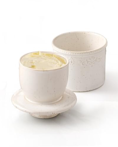 HOME DECOR Beurrier à glaçage réactif, beurrier français avec ligne d'eau, gardien de beurre pour crème fraîche et tachetée de beurre