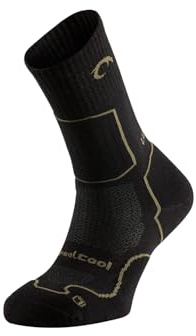 Lurbel Logan Five Socken, nahtlose Trekkingsocken, Anti-Blasen, geruchshemmend und atmungsaktiv, Unisex., Schwarz / Sottobosco-Grün, S