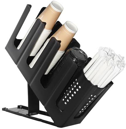 Cup Holder Tassen- und Deckelhalter Becherhalter-Deckelspender mit Strohhalm-Organizer,becherspender,tassenständer, Becheraufbewahrungs-Organizer für Pausenraum, Arbeitsplatte, Kaffeestation, Bar