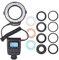 Juroupi HD-130 Macro LED Ring Flash Light LCD Display 3000-15000K GN15 Power Control with 3 Flash Diffusers 8 Adapter Rings for Cameras