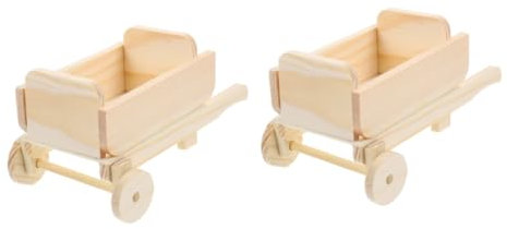 VICASKY 2pcs Miniature Cart Model Wooden Decorative Miniature Garden Cart Blank Mini for Dollhouse Decoration