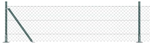 Chain Link Fence with 7 Flanged Poles, 0.4 x 10 m, Galvanised Steel
