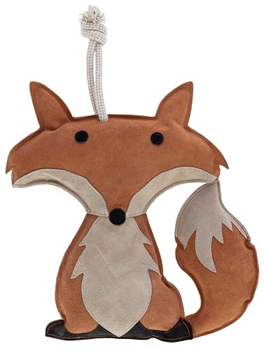 Kerbl KniStar Fuchs Spielzeug für Pferde (Beschäftigung gegen Langeweile, mit Kokosfaser-Füllung & knisternde Flasche, Robustes Wildleder, flaches Design mit Kordeln, zum Aufhängen) 3230299