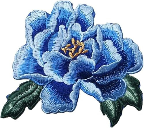 Aufnäher mit Pfingstrosen-Motiv, bestickt, Blumenaufnäher, Aufnähen, Bügelbild, Blumenmotiv, Kleidung, Dekoration, Applikation