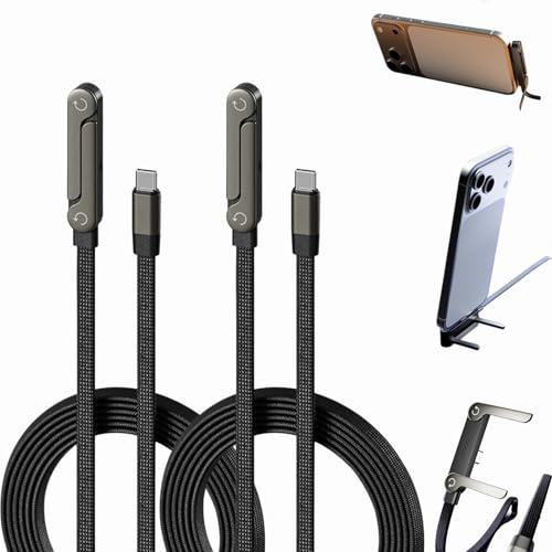 Superschnelles Ladekabel mit Ständer, 2-in-1-Ladekabel mit Unsichtbarer Halterung und Ständer, 240 W Schnellladekabel mit Integriertem Handy-Ständer für Gaming, Büro und Reisen, kompatibel (2 Stück)