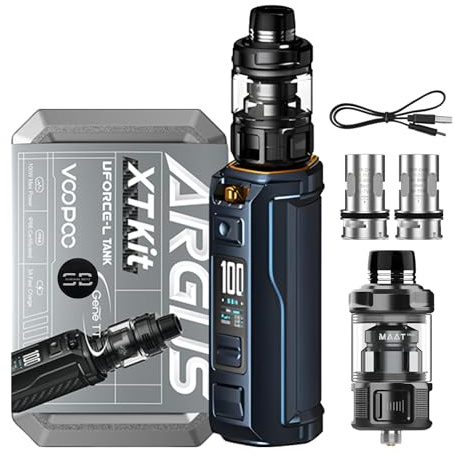 Voopoo Argus XT Vape Kit [Dark Blue] - Available in 5 colours - 3A Fast Charge, 18650/21700 Battery (SOLD SEPARATELY), 100W - Compatible with MAAT Tanks & TPP Coils - No Nicotine