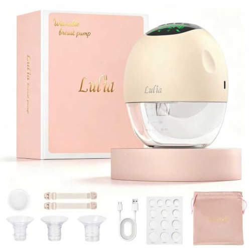 Milchpumpe Elektrisch Handsfree, 4 Modi & 9 Stufen, 380mmHg Starke Absaugung, Leckageschutz, BPA-Free, Doppel Elektrische Milchpump mit 17/19/21/24 mm Flansch, Apricot, 1 Stück