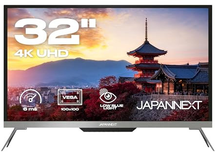 JAPANNEXT Ecran PC 32 Pouces 4K UHD JN-IPS320UHD | 16:9-3840x2160 | Dalle LED IPS | 3xHDMI - 1xDP - 1xVGA - 60hz | Filtre de lumière Bleue - sans Scintillement