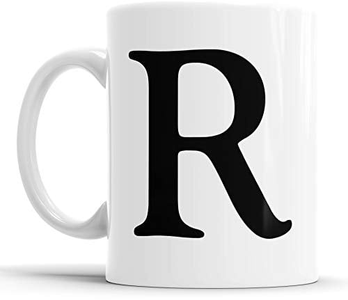 Faithful Prints Alphabet Mug Letter Mugs Initial Coffee Cup Birthday Fathers Day Gift (Letter R)