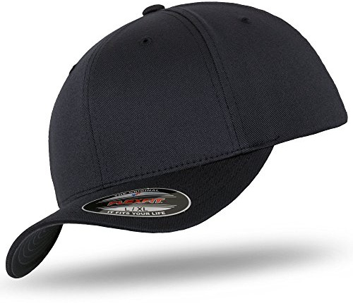 Original Flexfit Baseball Cap Baseball Cap Woolly Combed in Bundle with UD Skull Bandana in Many Colors - DARKNAVY/DarkNavy, XL/XXL (59-62 cm)