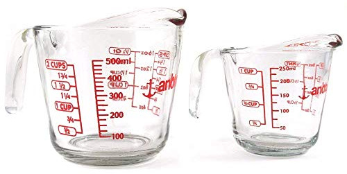 Anchor Hocking 2-teiliges Messbecher-Set aus Glas, 473 ml und 227 ml.