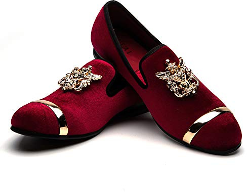 JITAI Mocassini Eleganti da Uomo Moda Scarpe Casual Scarpe Eleganti da Uomo, Rosso 07, 41 EU (8 UK)