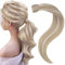 Easyouth Wrap Around Zopf Extensions Echthaar 45 cm 80g Farbe Aschblond Mix Gelb Blond Echthaar Zopf Extensions Pechschwarz #18P613