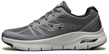 Skechers Herren Arch Fit Charge Back Sneaker, Charcoal Textile/Synthetic/Black Trim, 43 EU