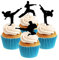Cupcake-Topper aus Acryl, Motiv: Karate TaeKwondo, Kampfsport, Silhouette, 12 Stück