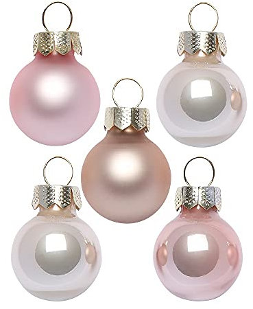 Inge Glas Magic Mini-Weihnachtskugeln 2cm 25 Stück | kleine Christbaumkugeln in Karton-Box (Pearly Rose | rosa beige)