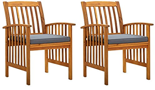 vidaXL 2X Akazienholz Massiv Garten Essstuhl mit Kissen Gartenstuhl Gartensessel Holzstuhl Stuhl Stühle Gartenstühle Sessel Gartenmöbel