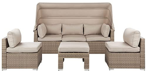 Beliani Vielseitiges 5-teiliges Loungeset mit beigen Polsterkissen Coccolia