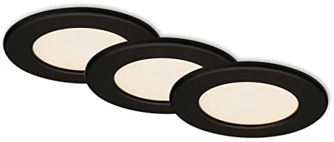 BRILONER Leuchten - LED Einbauleuchten, Einbaulampen 3er Set, Deckenlampen je 6 Watt, je 650 Lumen, 3.000 Kelvin, IP44, Schwarz-matt, 115x30mm (DxH)