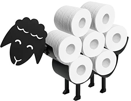 Metall Schaf Toilettenpapierhalter, DSVENROLY Wandmontage Freistehendes Tier Toilettenpapier Ständer, Neuheit Toilettenpapier Loo Rolle Aufbewahrungshalter für Badezimmer, hält 7 Rollen (schwarz)