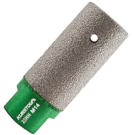 KURSTOL Diamant-Fingerfräs-Bit – Durchmesser 25mm x M14 Gewinde zur Vergrößerung der Formung von runden Abschrägungen vorhandenem Loch von Porzellan,Hartkeramik,Granit,Marmor flach