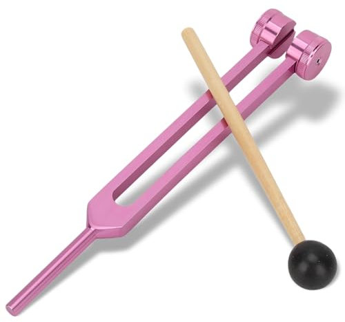 Yinhing 128 Hz Stimmgabel, Gewichtete Stimmgabel Sonic Slider Paint Process Sensorische Stimmgabeln aus Aluminiumlegierung für Chakra, mit Sechskantschlüssel, Kleiner Hammer (Rosa)