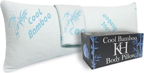 Coussin de corps en rayonne de bambou rafraîchissant, mousse à mémoire de forme ajustable, pour dormeur latéral, 1 housse supplémentaire, housse lavable et respirante avec fermeture éclair