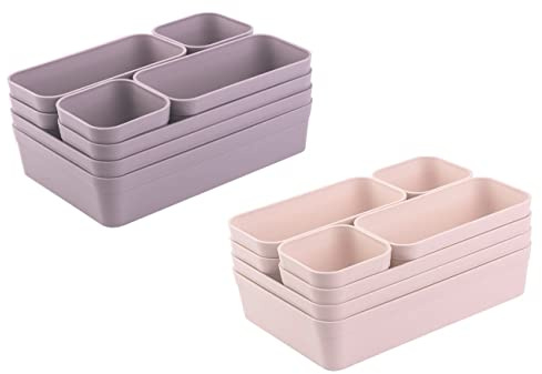 Engelland - Schubladen-Organizer Set, 16-teilig, Farbmix: Flieder/Rosa, frei verstellbar, Aufbewahrungs-Box, Einteiler, Trenn-System, Utensilien, Stauraum, Haushalt, Kunststoff, BPA-frei