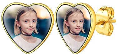 Supcare Ohrringe Damen Herz Foto Männer Witzig Ohrstecker 316L Edelstahl Ohrschmuck Boho Liebeskind Modeschmuck Ohrringe Herz-Gold