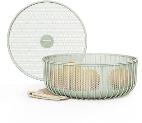 LIBKEN Fruitbasket 290 with Mesh Lid & Basket - Green - Alloyed Steel - Kitchen Counter Organizer