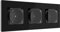 PULSAR Steckdose mit Deckel Unterputz Schwarz Glas 3-Fach, Dreiersteckdose für Feuchtraum 250V 16A Wandsteckdose Dreifachsteckdose 228 x 86mm mit Klappdeckel für Bad, Küche, Feuchtraum, IP44