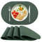 Platzsets Abwaschbar Tischsets 4er Set PU-Leder, Hitzebeständig, rutschfest, Platzset für Esstisch, Küche Oval Grün