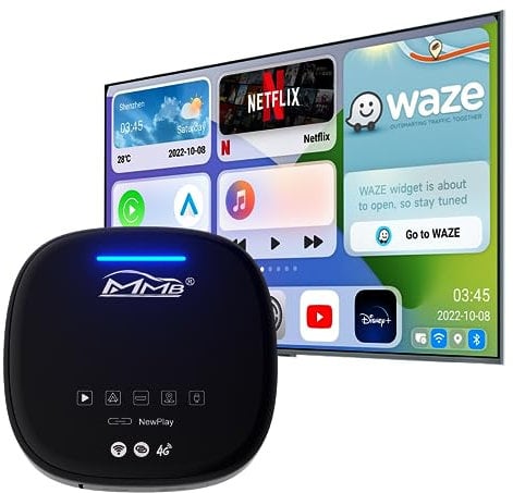 MMB MAX 3.0 Wireless CarPlay Adapter 2023 Multimedia Videobox Mit HDMI-Ausgang, The Magic Ai Box, Android 10 System Online YouTube/Netflix/Google Play Dongle,