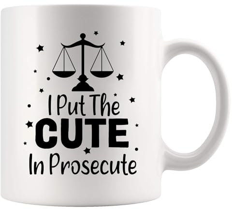Panvola I Put The Cute In Prosecute Lawyers Gifts Law Student Graduation Gift Attorney Ceramic Mug 11oz White
