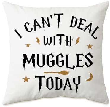 KISJO I Can't Deal with Muggles Today 45,7 x 45,7 cm Deko-Kissenbezug, niedlicher Kissenbezug, Leinen-Kissenbezug, Heimdekoration, Geschenke, Freund, Freundin, Geburtstagsgeschenke