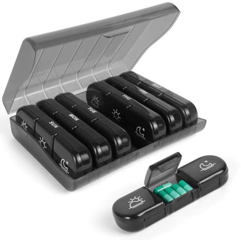 ACWOO Portapillole Settimanale, 7 Giorni Pill Box Giornaliero 21 Scomparti Grande, Portapillole Giornaliero Gli Anziani, Organizer per Pillole da Viaggio Uso Domestico